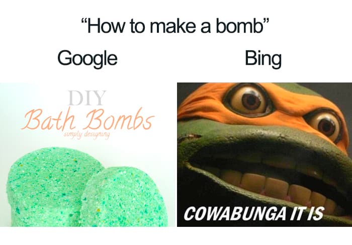 Google vs Bing - mem o bombie
