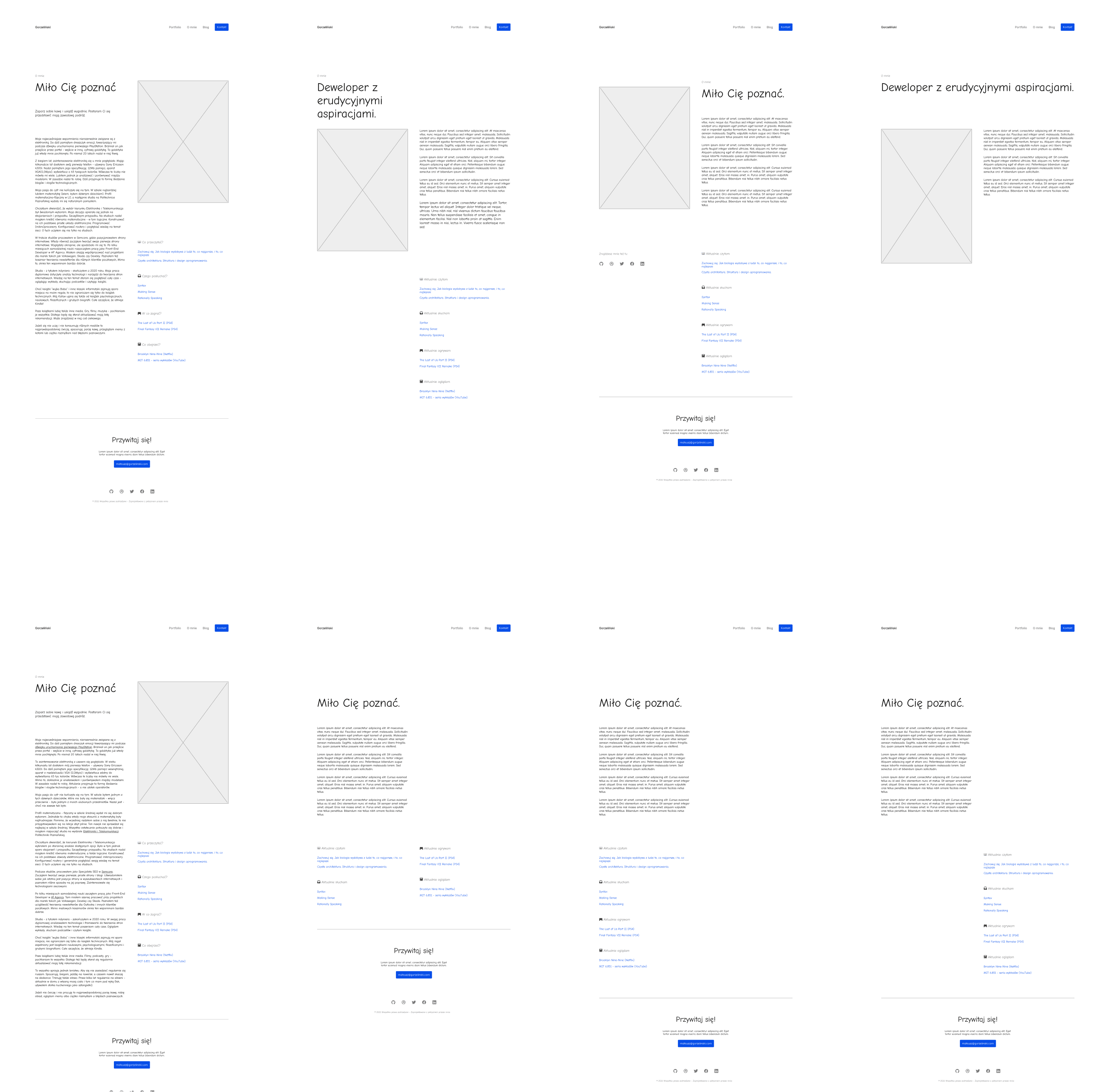 Wireframes of about page