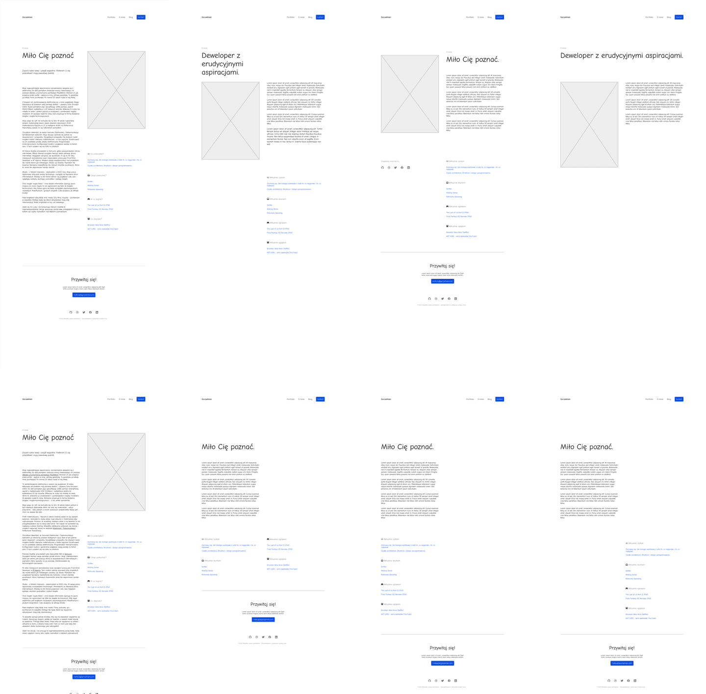 Wireframes of about page