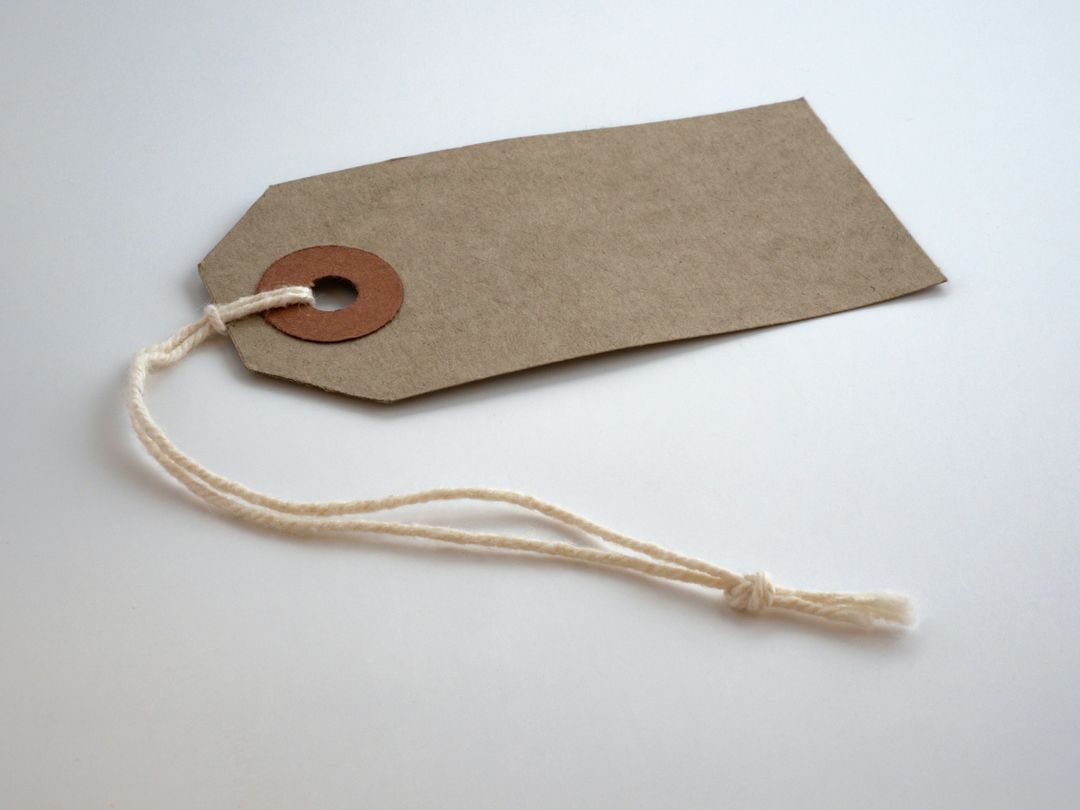 A cardboard tag on a white background