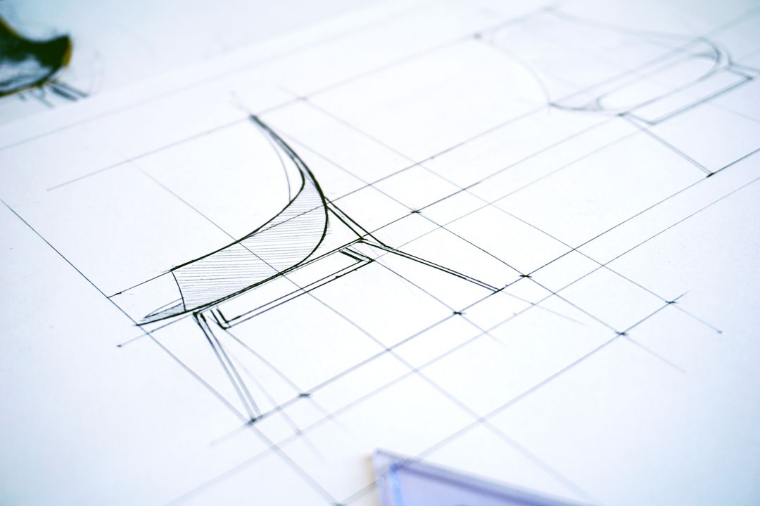 Draft of a chair with grid lines
